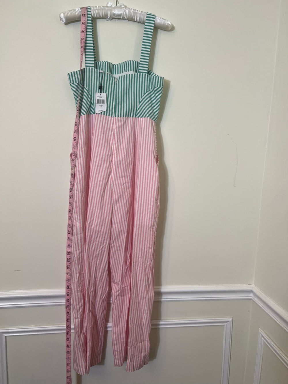 BCBGeneration Sleeveless Striped
Jumpsuit Pink and Green - Picture 4 of 7